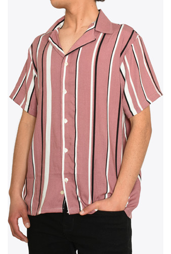 Camisa Cuello Cubano Tricolor Rosa/blanco/negro Moller