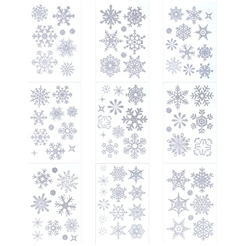 Decoración Adhesiva Copos De Nieve Navidad 186 Pcs