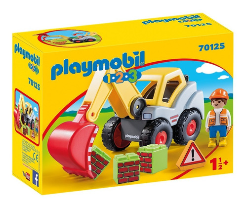 Playmobil 1.2.3 70125 Pala Excavadora, Multicolor En Stock!!