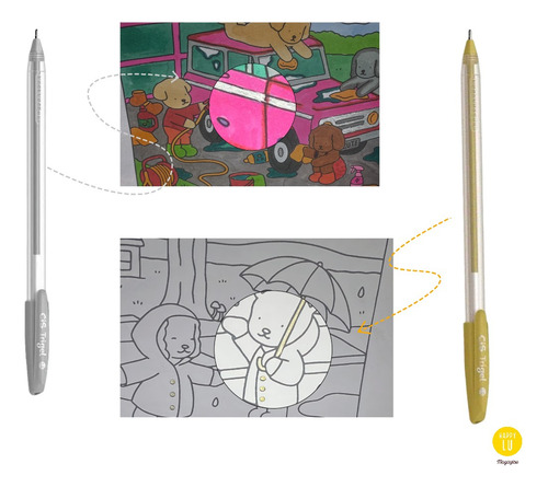 Kit 3 Canetas Detalhe Bobbie Good Branco/prata/gold Metalica