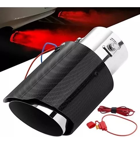 Cola De Escape Recta Carbono Luz Led Tuning Auto Universal 