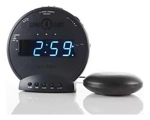 Reloj Despertador Sonic Alert Negro Liso , Digital ,plastico