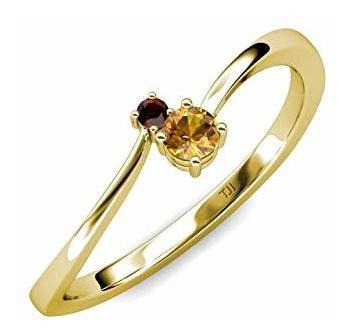 Trijewels Round Red Garnet Citrine 1/4 Ctw Womens Bypass 2 S