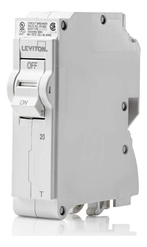 Interruptor De Circuito 20a 1 Polo 120 Vac Blanco Enchufable