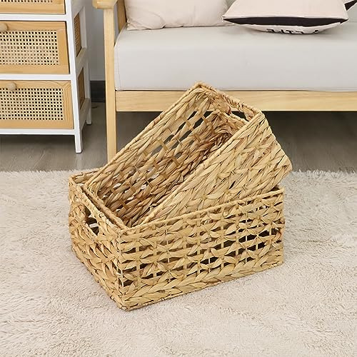 Cesta Rectangular De Jacinto De Agua Con Asas