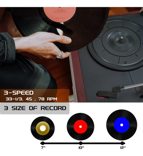 Tocadiscos De Vinilo Looptone 9 En 1 Con Bluetooth De 3 Velo