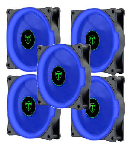 Kit 5 Cooler Azul 120mm Gamer Tgf-200b Ring De Led Azul