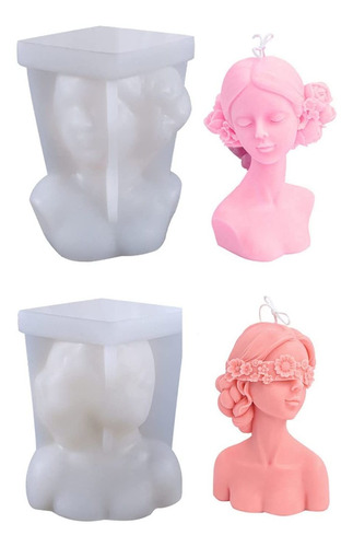 Paquete De 2 Moldes Para Velas 3d Belleza Elegante Niñ...