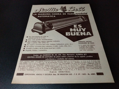 (pb177) Publicidad Clipping Maquina De Tejer Scottie Bell