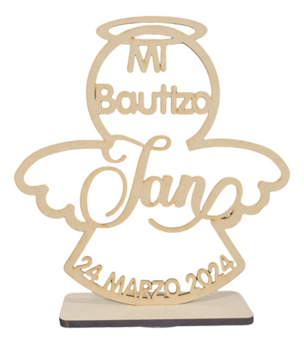 Ángel Mdf Mi Bautizo Personalizado 20cm - 15 Piezas.