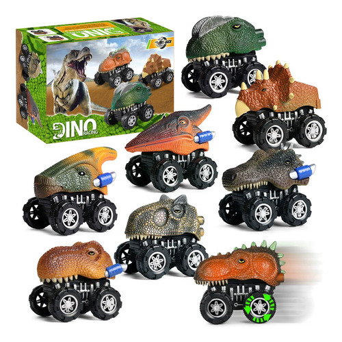Coche De Juguete Con Diseño De Dinosaurio 8pcs Niño Inercia