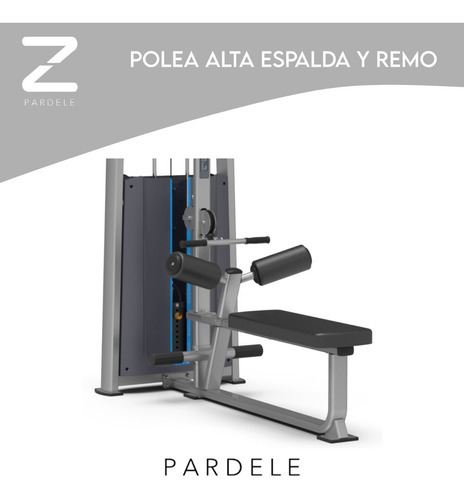 Aparato Polea Alta Espalda Y Remo Maquina Ejercicio Gimnasio Color de la estructura Gris oscuro Color del tapizado Negro