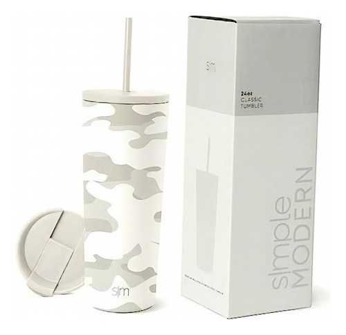 Simple Modern Insulated Tumbler With Lid And Straw | Iced Color Patrón: camuflaje blanco