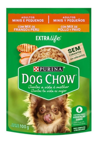 Sachet Dog Chow Adulto Razas Peq. Pollo - Pavo 15 Un.