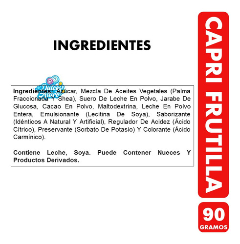 Capri De Frutilla - Barra De Chocolate Clásico(barra De 90g)