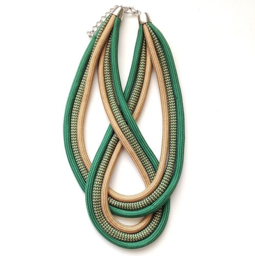 Colar De Corda Mila Verde Bege