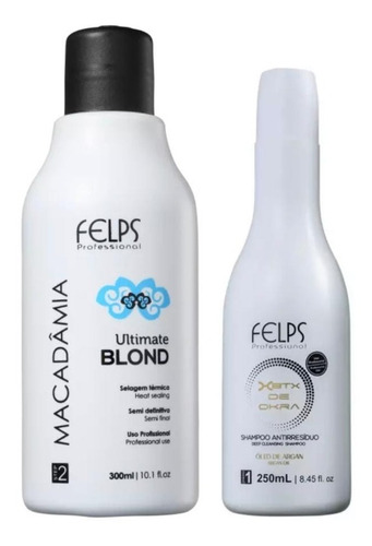 Imagem 1 de 1 de Felps Macadâmia Ultimate Blond Selagem Térmica 300ml + Shampoo Anti Residuo Brinde