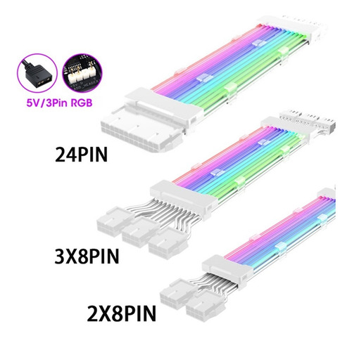 // Funda De Pc Psu Extension Argb Cable Atx 2x8 Pines Pci-e