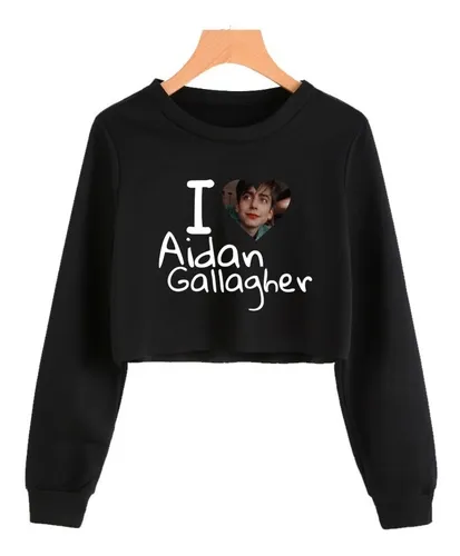 Sudadera Corta I Love Aidan Gallagher Negra