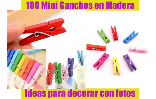 100 Pcs Mini Ganchos De Madera Pinzas Decoración Fotos