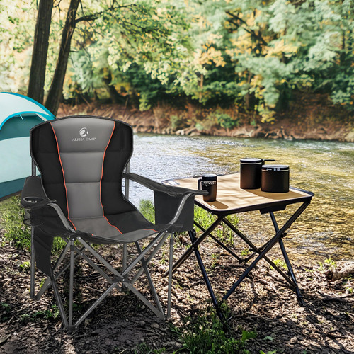 Silla Plegable Para Acampar Grande Acolchada Con Soporte Y N