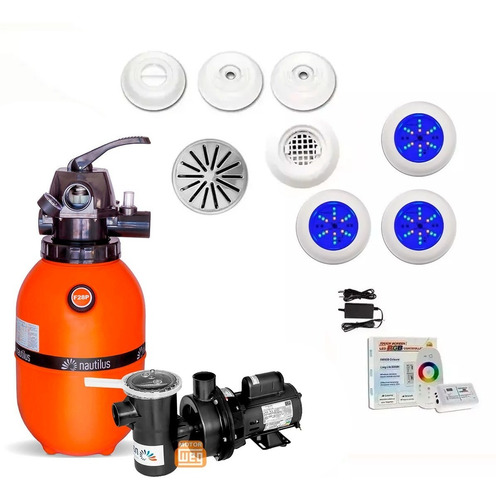 Kit Completo Para Piscina Até 19 M³ Iluminação Dispositivos