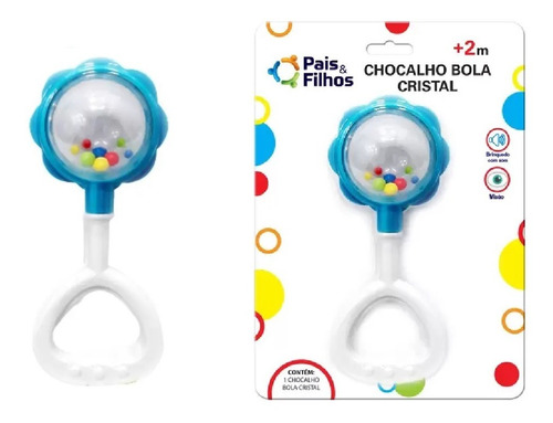 Chocalho Bola De Cristal Baby Azul 17cm Pais E Filhos 7227