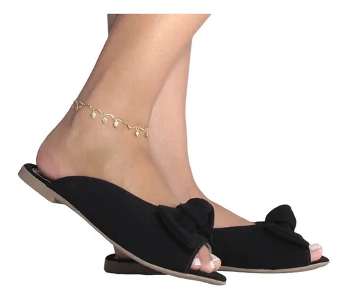 Sapato Mule Aberto Atr s Rasteira Fechada Peep Toe Baixo