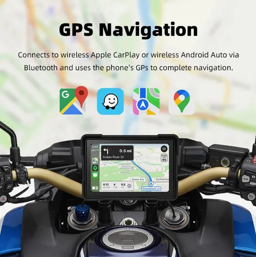 Pantalla Monitor Moto Con Carplay Android Mtc-13 Negro