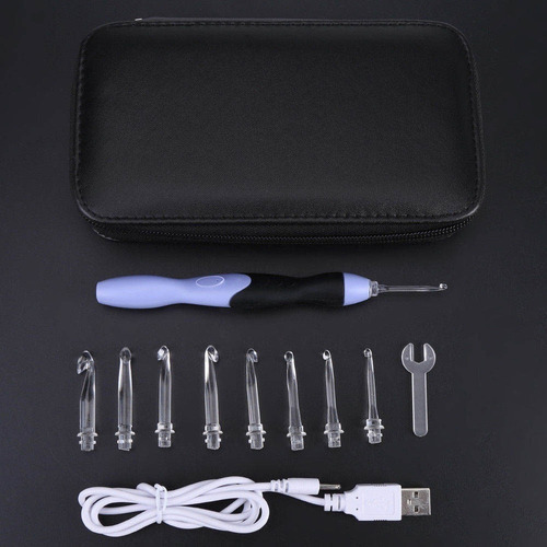 P Juego De Gancho De Ganchillo Con Luz Usb Recargable