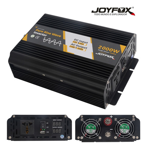 Joyfox Inversor Tensão 2000w Pico 4000w Conversor Onda Senoidal Pura 12v Para 110v 60hz Múltipla Proteção