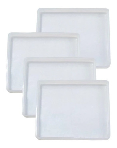 Kit Moldes Silicón 4 Pzas Portavasos Cuadrado Resina +regalo