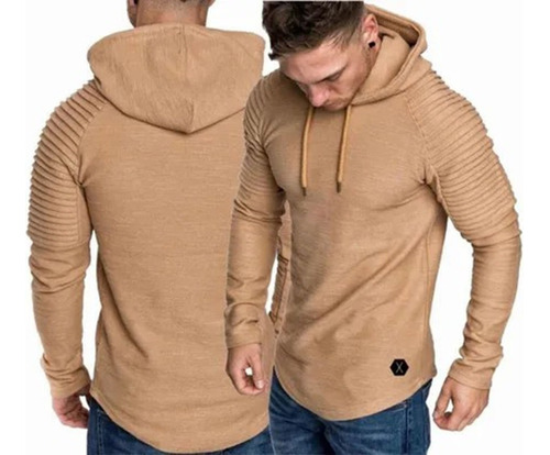 Playera Hombre Manga Larga Con Capucha Slim Fit Moda Hoodie