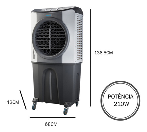 Climatizador De Ar Evaporativo Portátil 210w 100l Zellox Cor Cinza 220v