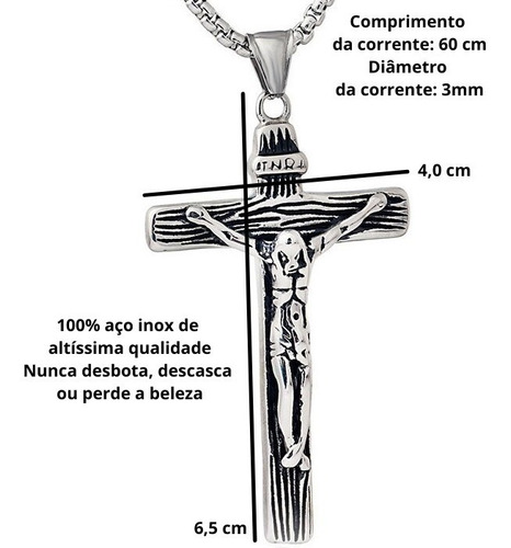 Colar Masculino Com Pingente Crucifixo Vintage