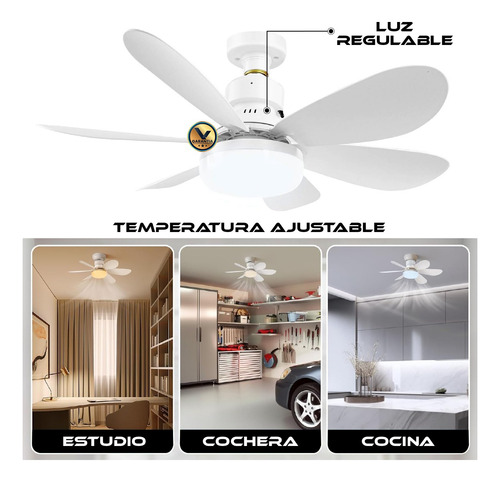 Foco Lampara Ventilador Con Control Remoto 6 Aspas 47cm 30w