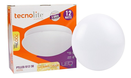 Imagen 5 de 7 de Lámpara Led De Sobreponer, Blanco, 12 W, Luz Cálida