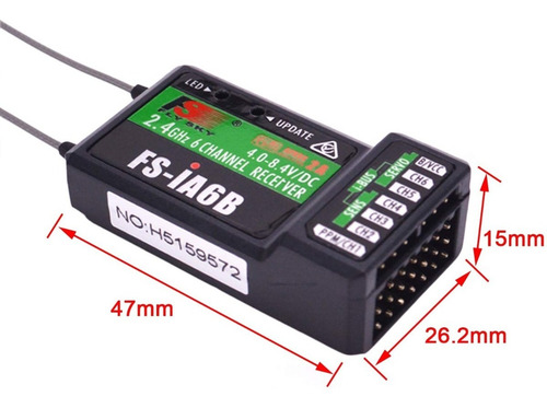 Imagen 2 de 4 de Receptor De 6 Canales Flysky Fs-ia6b 2.4ghz Aviones Drones