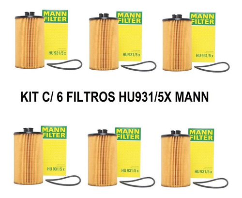 Kit 6 Filtros Oleo Mb Om904, 924 Accelo, Atego Mann Hu931/5x