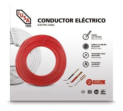 Imagen 3 de 4 de Caja 100 Mts Cable Iusa Blanco Thw Cal 10 Awg 100%cobre