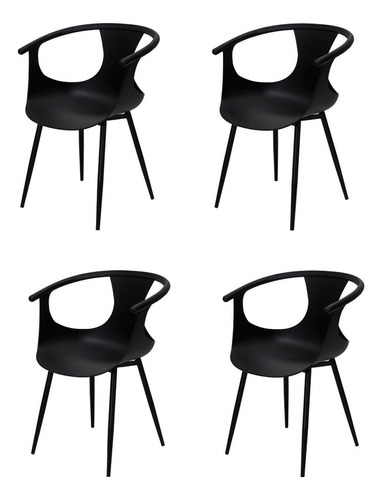 Set 4 Sillas Minimalista Comedor Mundo In Catanzaro Plástico Color De La Estructura De La Silla Negro Color Del Asiento Negro