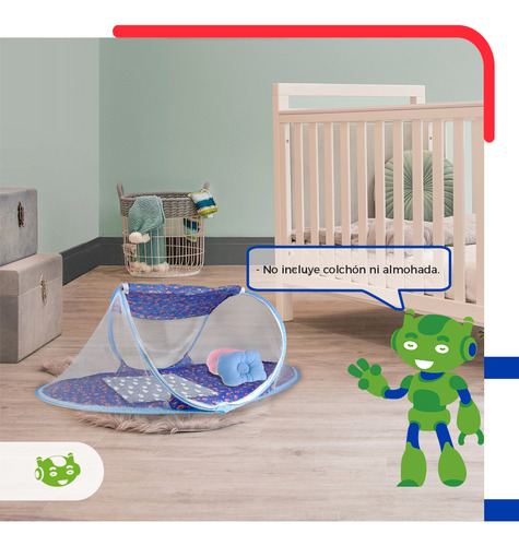 Cuna Slim Company Cama Moises Plegable Portátil Mosquitero Para Bebé Color Azul Diseño Floreado