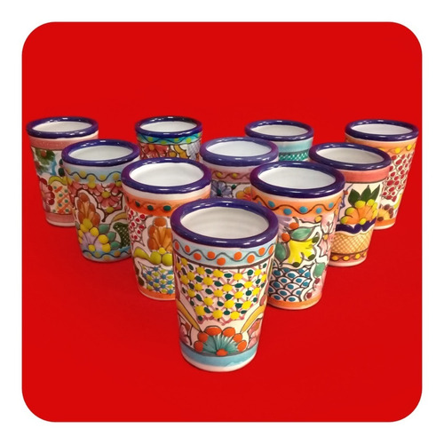 Set 60 Tequileros Personalizados Talavera Poblana Vaso Shot