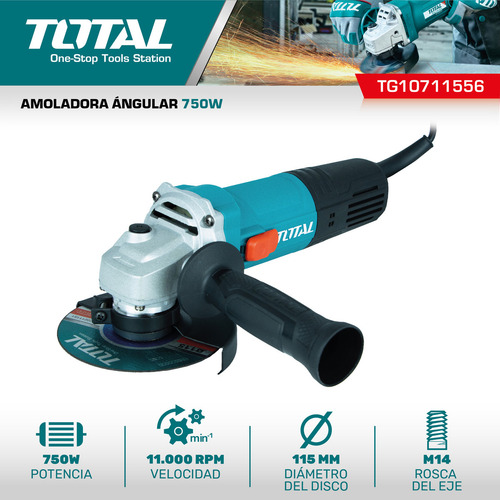 Imagen 2 de 6 de Amoladora Industrial Total TG10711556 - Turquesa - 220V - 240V - 50 Hz/60 Hz
