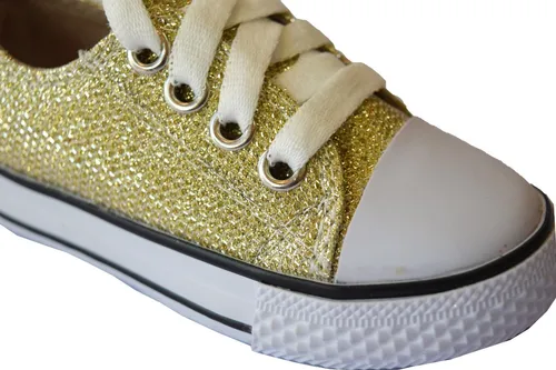 Zapatillas Bebe Nena Brillos Dorado Glitters - $ 19.500