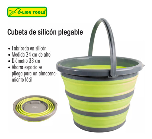 Cubeta Plástico Portátil Plegable De Silicona Extensible 10l