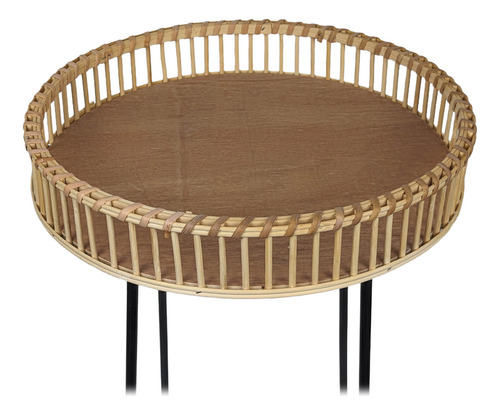 Mesa Auxiliar Sofia, Multiuso, De Hierro, Madera Y Mimbre (Usado)