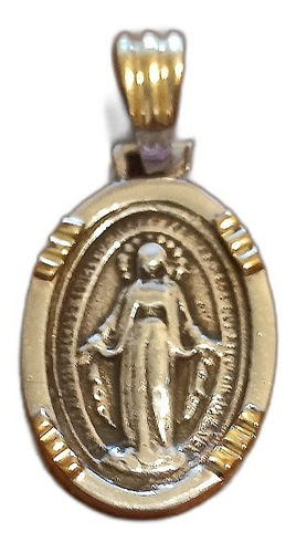 Medalla Vírgen Milagrosa De Plata 925 Y Oro 18k 2.5 X 1.5cm