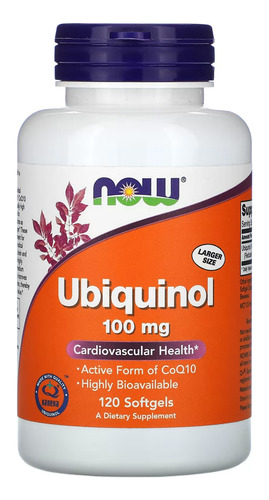 Ubiquinol 100mg Now Foods Forma Coq10 Ativa 120 Softgels 3un Sabor Sem sabor