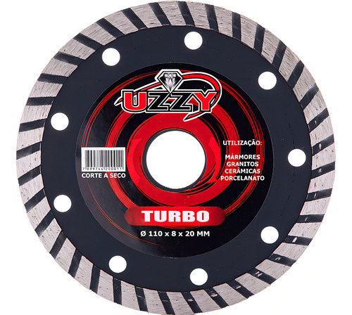 Disco De Corte Segmentado Turbo Uzzy 110mm Cor Preto